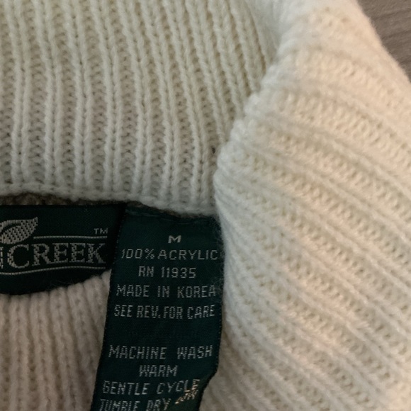 Cabin Creek Brown and Cream Crew Neck Sweater with Geometric Design - Picture 5 of 5